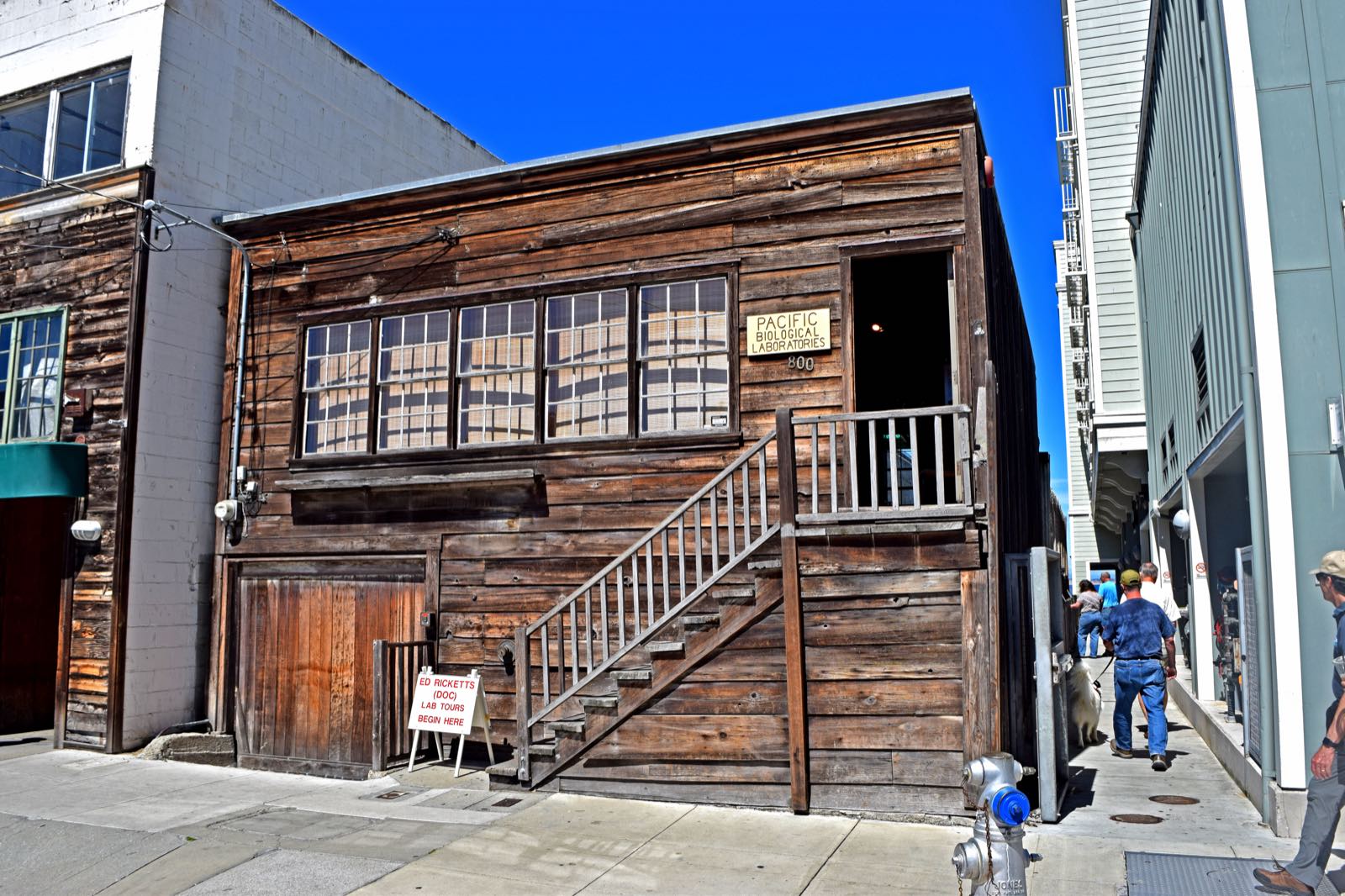 Street-level exterior of Pacific Biological Laboratories, Ed Ricketts former lab on Cannery Row.